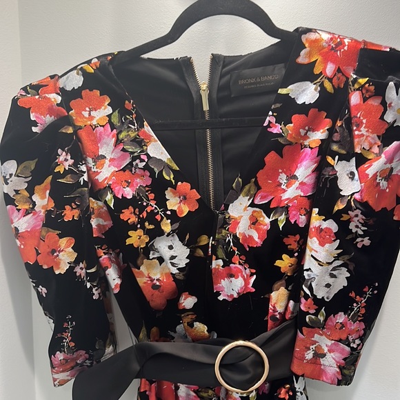 Bronx and Banco Saint Black Velvet Floral Mini Dress. Excellent Condition! - Picture 5 of 7